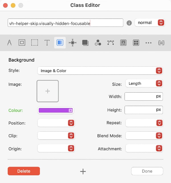 Vh Helper example styling in class editor