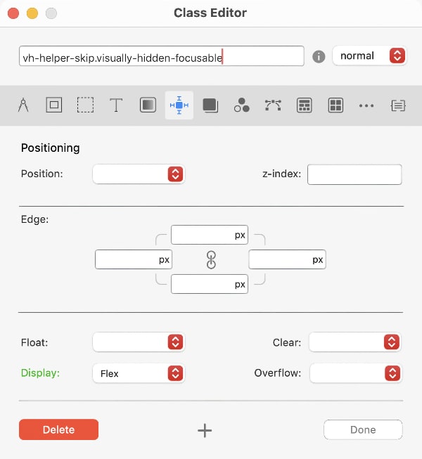 Vh Helper example styling in class editor